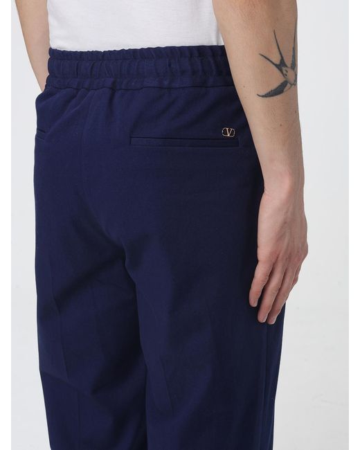 Valentino Blue Cotton Wide Leg Trousers for men