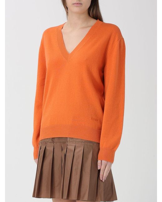 Fendi Orange Basic Cashmere Pullover