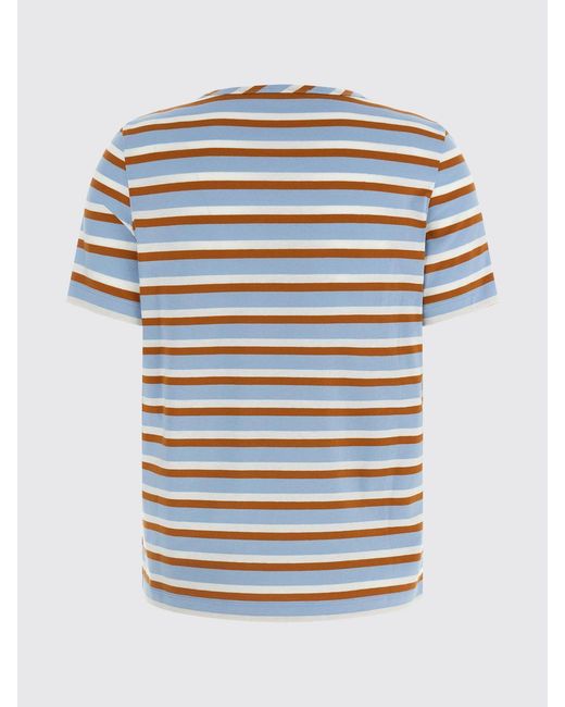 Marni Blue Striped Cotton T-Shirts With Logo
