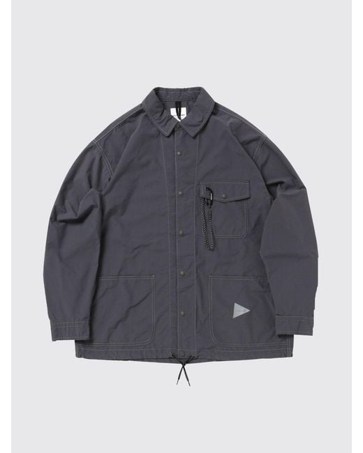 And Wander Gray Cotton Blend Overshirt for men