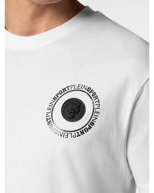 Philipp Plein White Slim Fit Cotton T-Shirt With Contrast Logo On The Chest for men