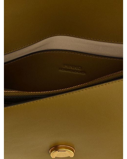 Pinko Green Love One Classic Leather Bag