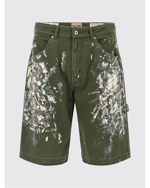 GALLERY DEPT. Green Abstract Print 5-Pocket Cotton Denim Shorts for men