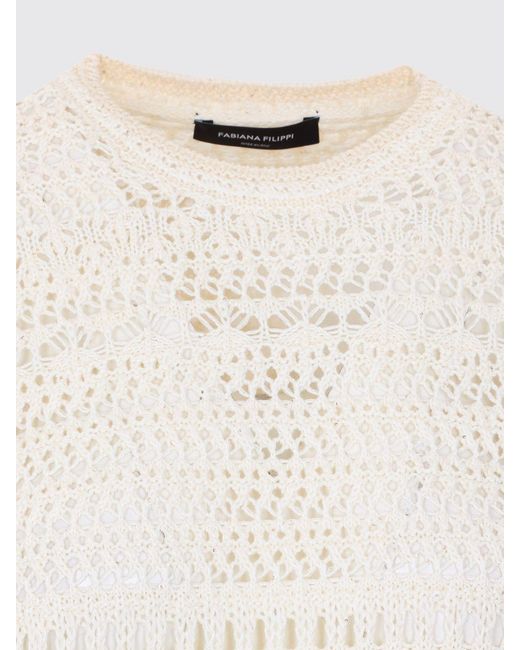 Fabiana Filippi Natural Virgin Wool Cotton And Linen Knit Top