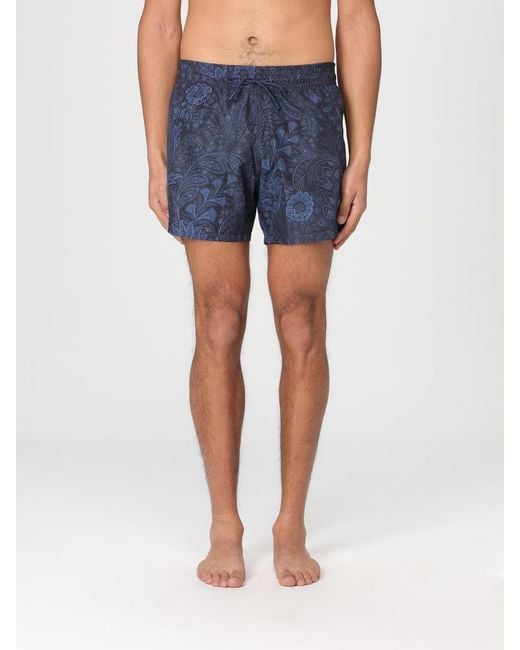 Etro Blue Polyester Swimsuit With Paisley Print for men