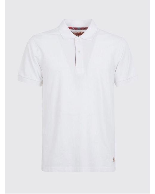 Baracuta White Basic Cotton Polo Shirt for men
