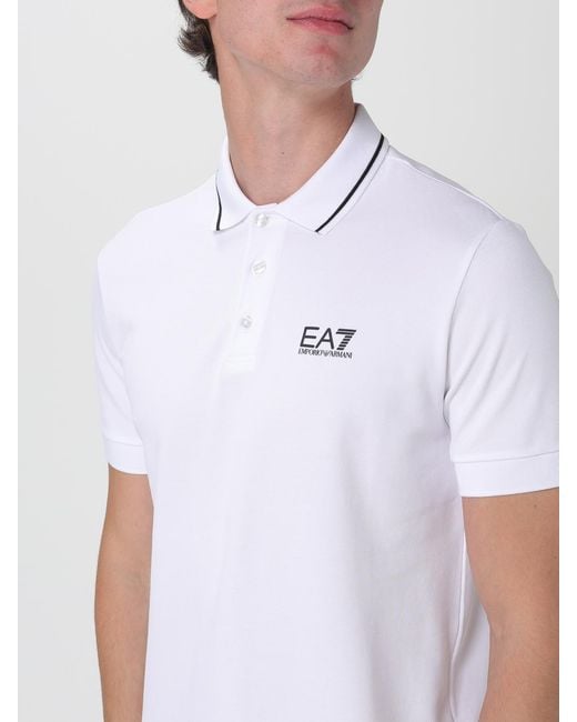 EA7 White Classic Fit Polo Shirt For A Refined Casual Style for men