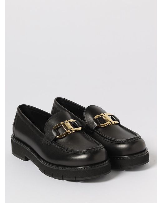 Ferragamo Black Gancini Loafers