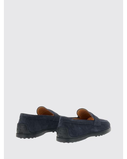 Tod's Blue Suede Penny Loafers With T Timeless Logo for men