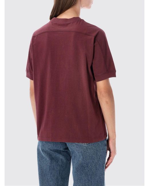 Anine Bing Red Printed Logo Cotton T-Shirt With Crew Neck