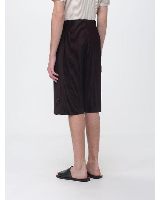 Homme Plissé Issey Miyake Black Pleated Crepe Shorts for men