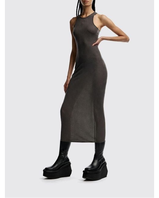 Rick Owens Brown Viscose And Silk Tank Dress