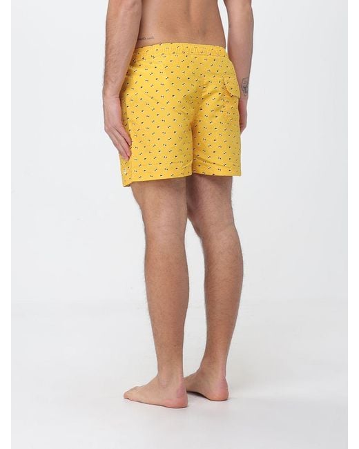 Brooksfield Yellow Printed Technical Fabric Swim Trunks for men