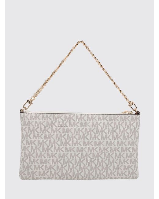 Michael Kors White Coated Cotton Jet Set Bag With Mk Monogram