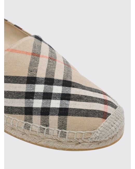 Burberry Natural Mews Linen Blend Espadrilles With Vintage Check Print for men