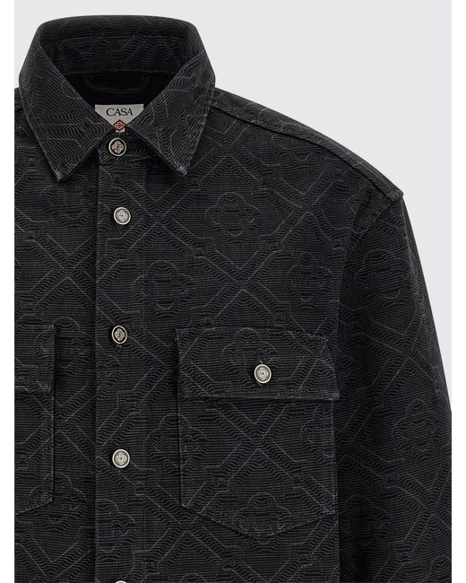 Casablanca Black Monogram Cotton Denim Shirt for men