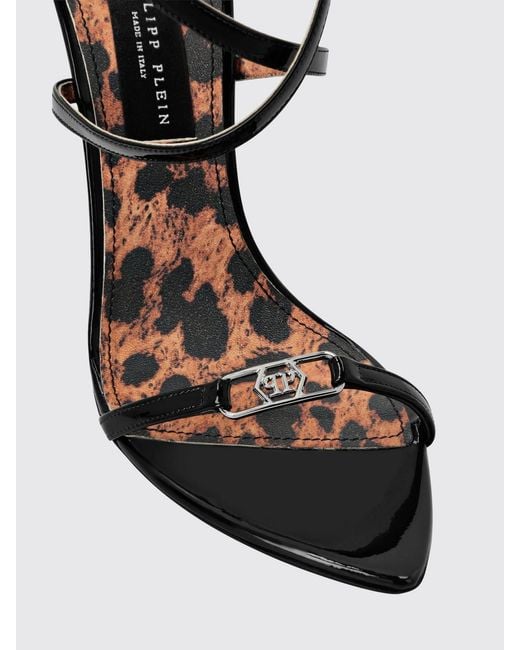 Philipp Plein Black Patent Leather Sandals