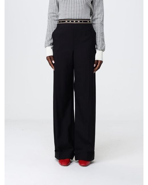 Marni Black Virgin Wool Palazzo Trousers
