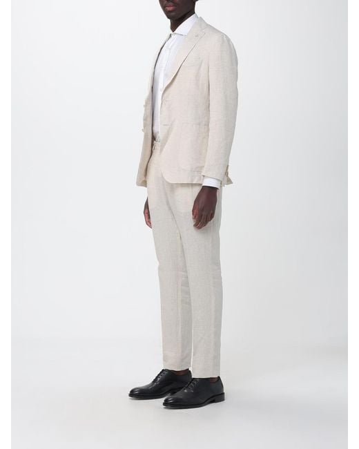 Manuel Ritz White Single-Breasted Linen Suit for men