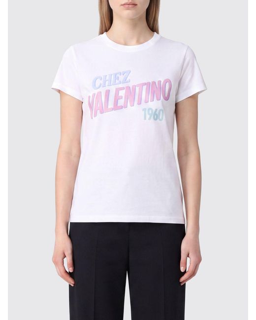 Valentino Garavani White Chez Slim Fit Cotton T-Shirt With Logo Print