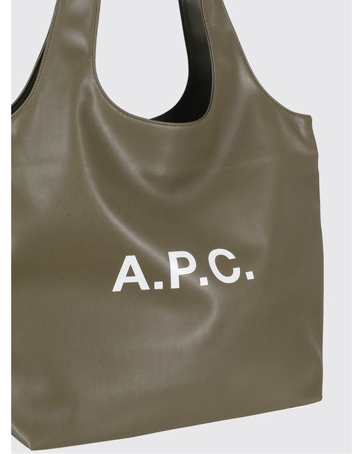 A.P.C. Green Ninon Faux Leather Tote Bag