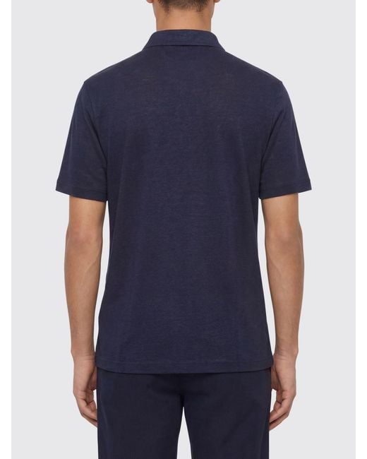 Eleventy Blue Linen Polo Shirt for men
