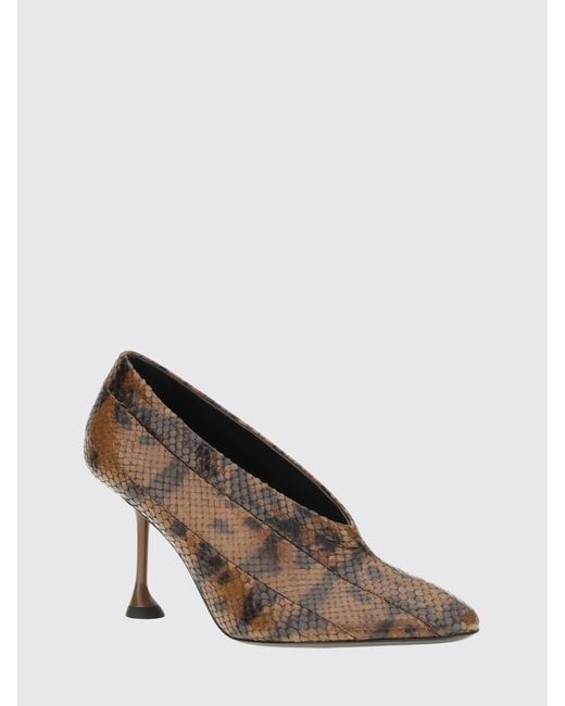 Proenza Schouler Brown Tee Python-Print Leather Pumps With A High Heel