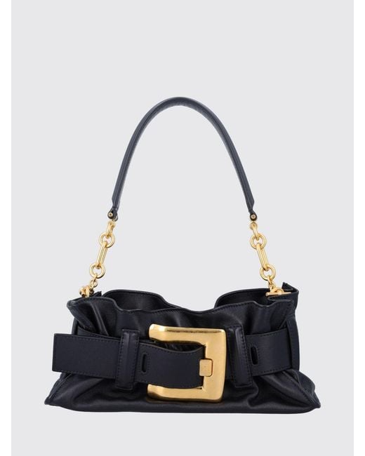 Balmain White Anthem Mini Ruched Leather Bag By