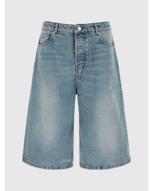 AMI Blue Cotton Denim Shorts for men
