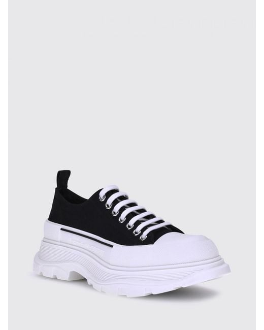 McQueen White Tread Slick Cotton Canvas Sneakers for men