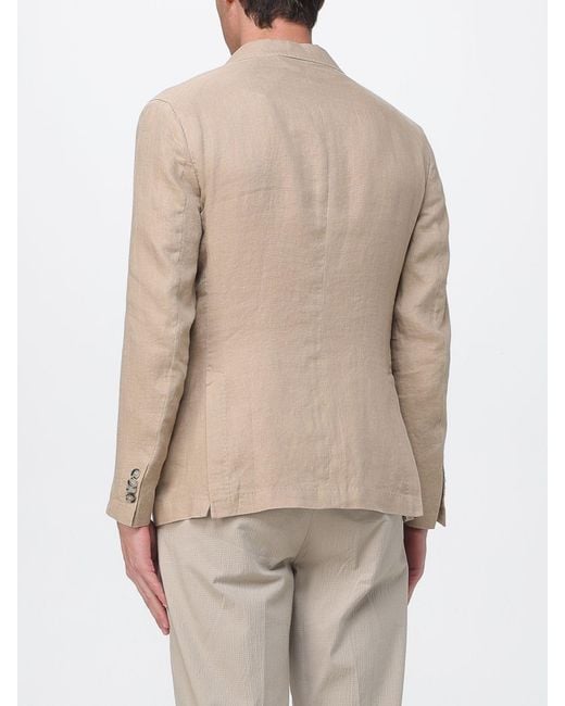 Manuel Ritz Natural Single Breasted Linen Blazer for men