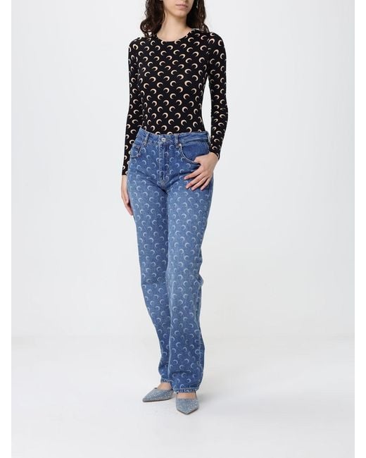 MARINE SERRE Black Printed Crepe Jumpsuit