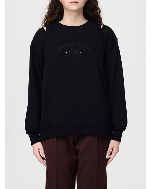 Elisabetta Franchi Black Cut-Out Cotton Sweatshirt