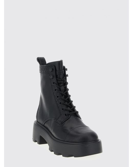 Tory Burch Black Leather Lace-Up Ankle Boots