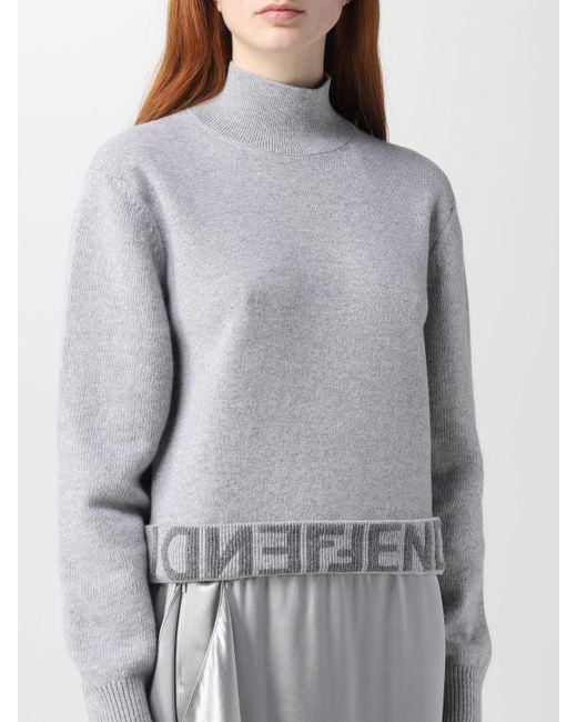 Fendi Gray Cashmere Wool Bow Pullover