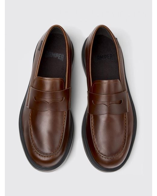 Camper Brown Dean Leather Loafers for men