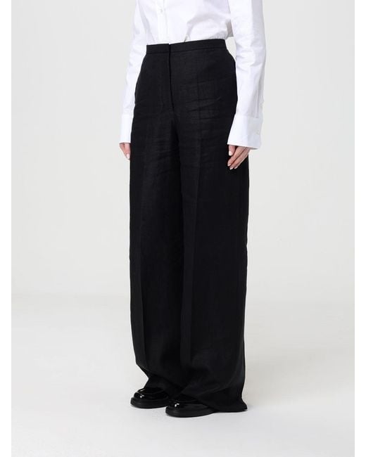 Agnona Black Linen And Cotton Blend Palazzo Trousers