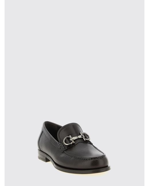 Ferragamo White Gancini Leather Loafers for men