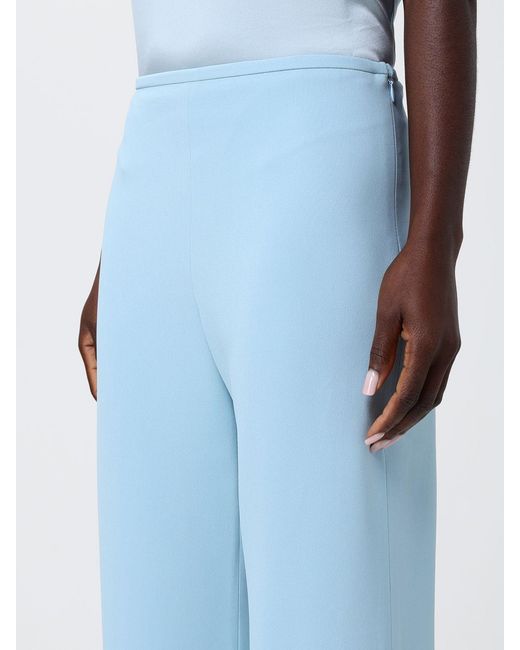 Emporio Armani Blue Crepe Wide Leg Trousers