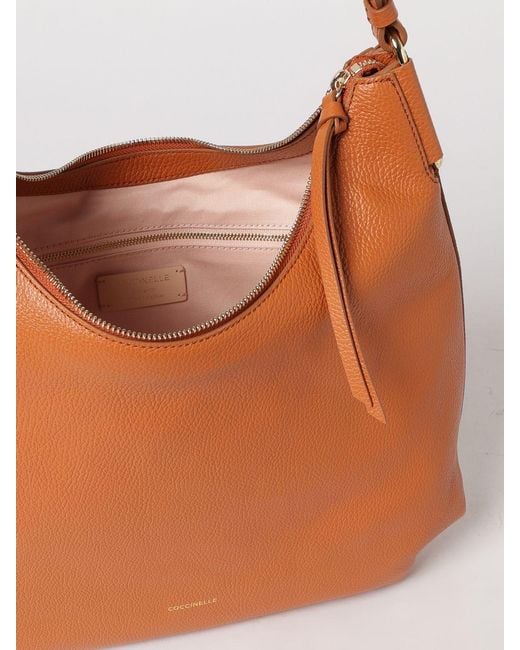 Coccinelle Orange Rebekka Medium Hammered Leather Bag