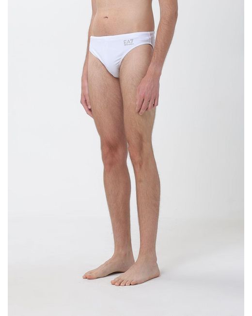 EA7 White Polyester Brief Swimsuit for men