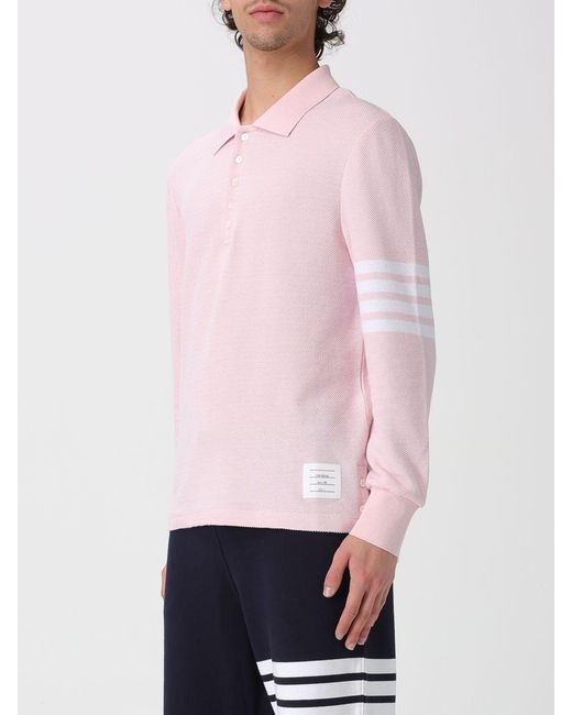 Thom Browne Pink 4-Bar Cotton Polo for men