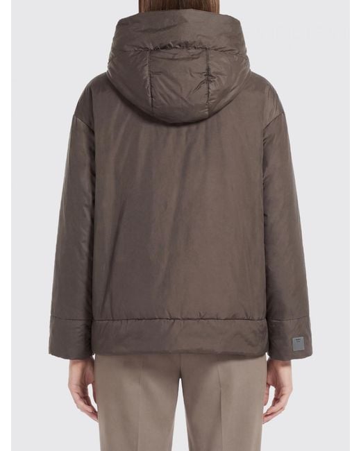Max Mara Brown Polyester Hooded Puffer Jacket