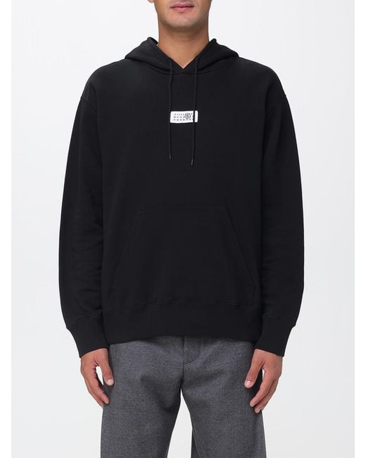 MM6 by Maison Margiela Black Cotton Hoodie With Logo for men
