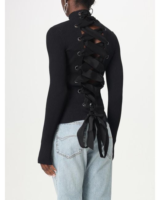 Balenciaga Blue Ribknit Mock Neck Sweater
