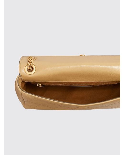 Tory Burch Natural Charlie Matelassé Leather Shoulder Bag With Double T Logo