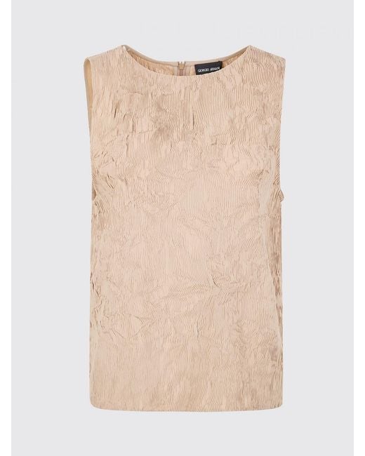 Giorgio Armani Natural Pleated Crêpe Sleeveless Top