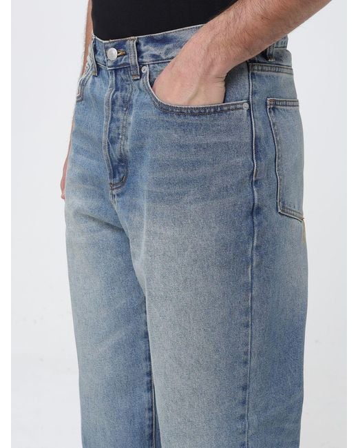 Obey Blue Cotton Wide-Leg Jeans for men