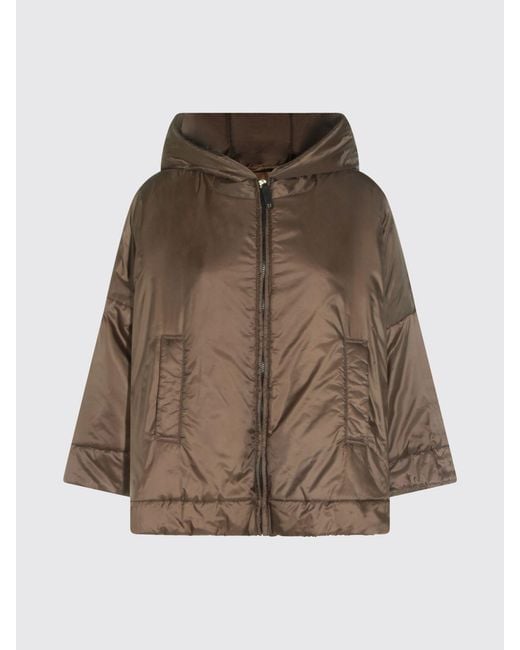 Max Mara Brown Hooded Short Down Jacket