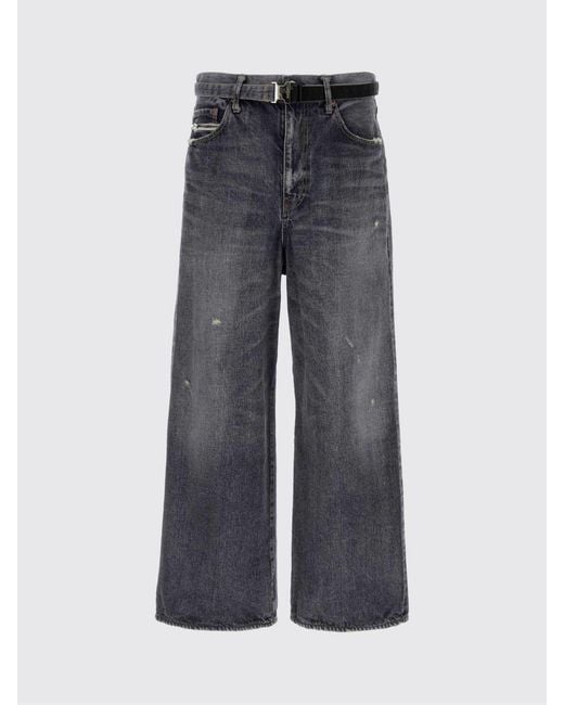 Sacai Black Wide Leg Denim Jeans for men
